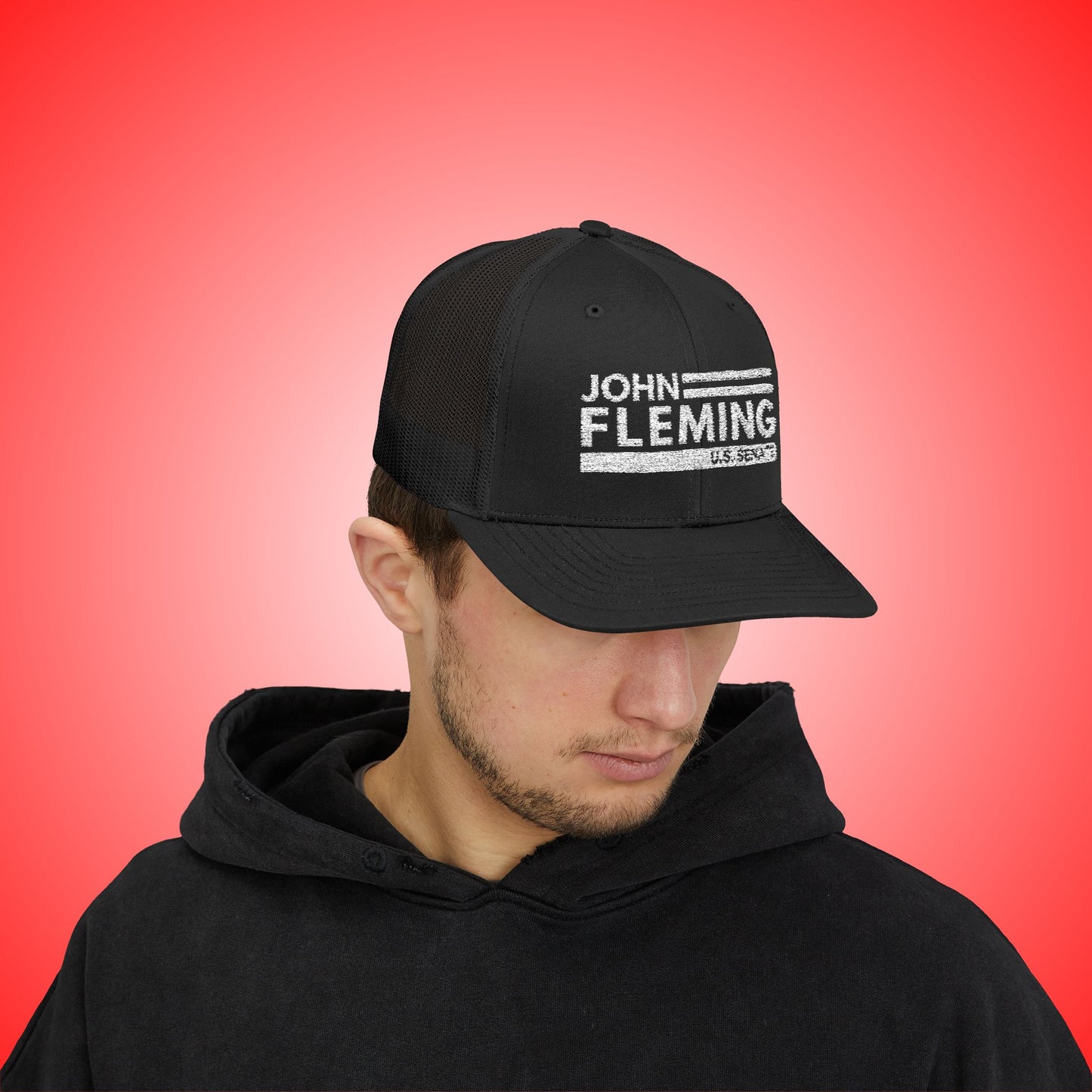 John Fleming U.S. Senate 2026 Black with White Logo Snapback Hat | Louisiana Conservative Embroidered Hat | Republican Hat Embroidered