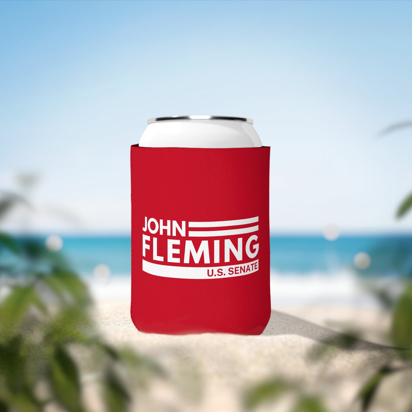 John Fleming for U.S Senate Can Cooler Sleeve | Canned Drink Insulator | Official Fleming for Senate Merchandise