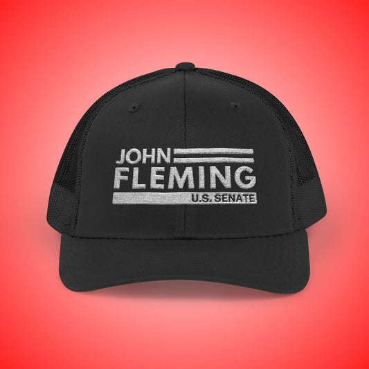 John Fleming U.S. Senate 2026 Black with White Logo Snapback Hat | Louisiana Conservative Embroidered Hat | Republican Hat Embroidered