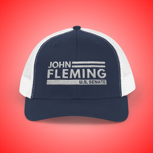 John Fleming U.S. Senate 2026 Navy Snapback Hat | Louisiana Conservative Embroidered Hat | Republican Hat Embroidered